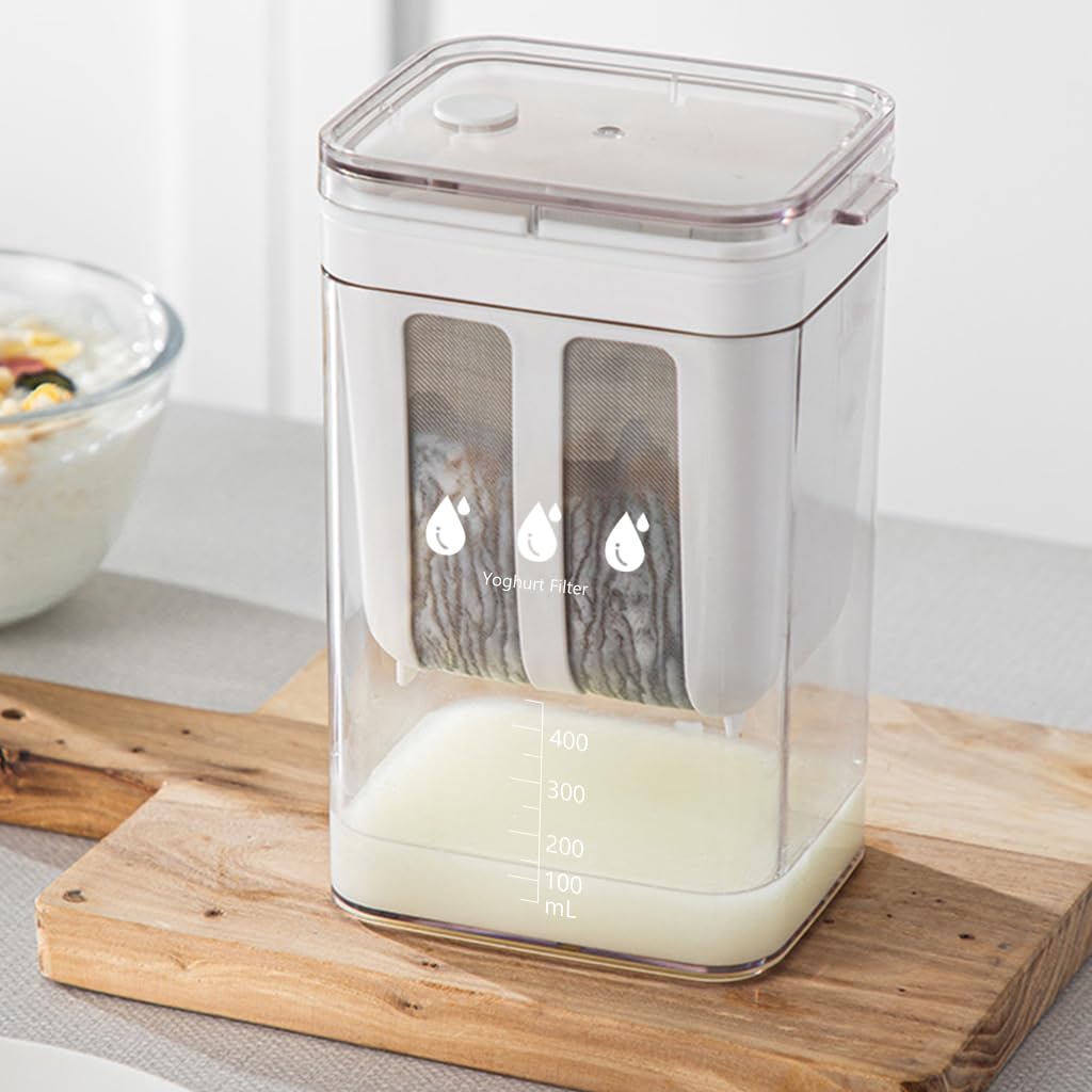 HASTHIP 1100ML Yogurt Strainer,Yogurt Filter Milk Strainer with Fine Mesh Bag,Lid And Scale Mark, for Making Thick Greek Yogurt,Soybean Milk,Kefir,Berries,Soup,Fruit Juice,Coffee HASTHIP 1100ML Yogurt Strainer,Yogurt Filter Milk Strainer with Fine Mesh Bag,Lid And Scale Mark, for Making Thick Greek Yogurt,Soybean Milk,Kefir,Berries,Soup,Fruit Juice,Coffee